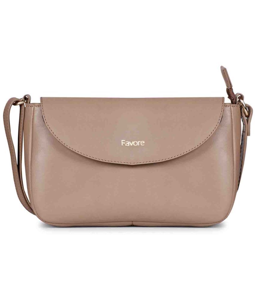     			FAVORE Peach Pure Leather Sling Bag