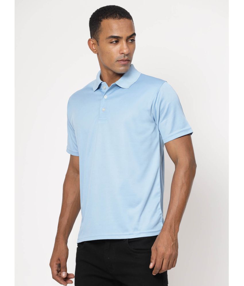     			Fundoo Polyester Slim Fit Solid Half Sleeves Men's Polo T Shirt - Light Blue ( Pack of 1 )