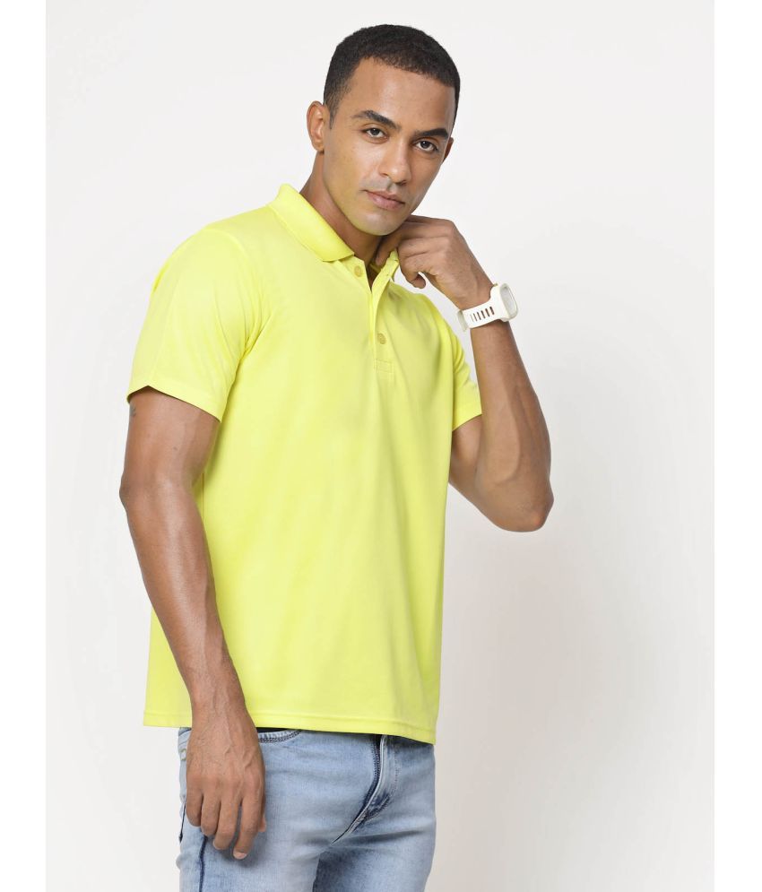     			Fundoo Polyester Slim Fit Solid Half Sleeves Men's Polo T Shirt - Yellow ( Pack of 1 )