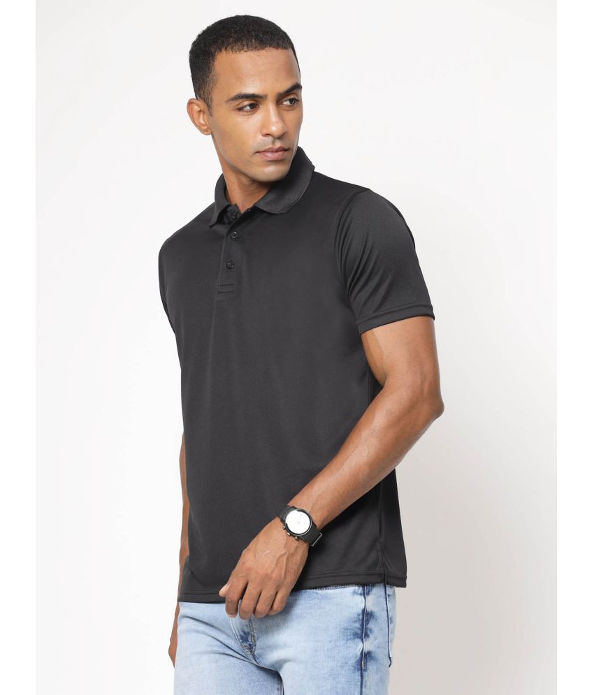     			Fundoo Polyester Slim Fit Solid Half Sleeves Men's Polo T Shirt - Black ( Pack of 1 )