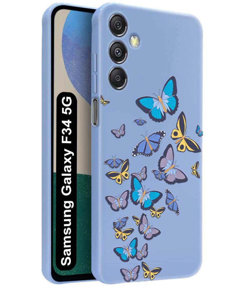     			NBOX Blue Printed Back Cover Silicon Compatible For Samsung Galaxy F34 5G ( Pack of 1 )