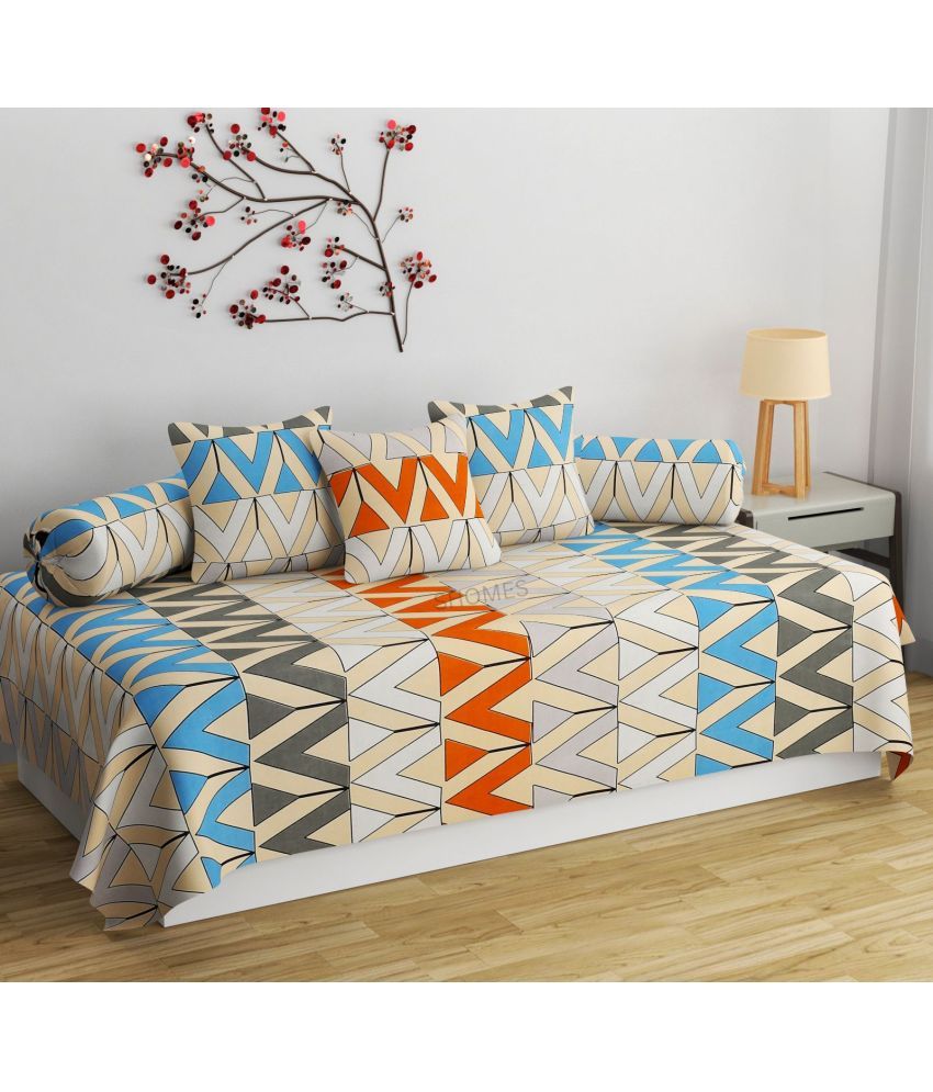     			SHOMES Cotton Geometric Diwan Set 6 Pcs - Multi