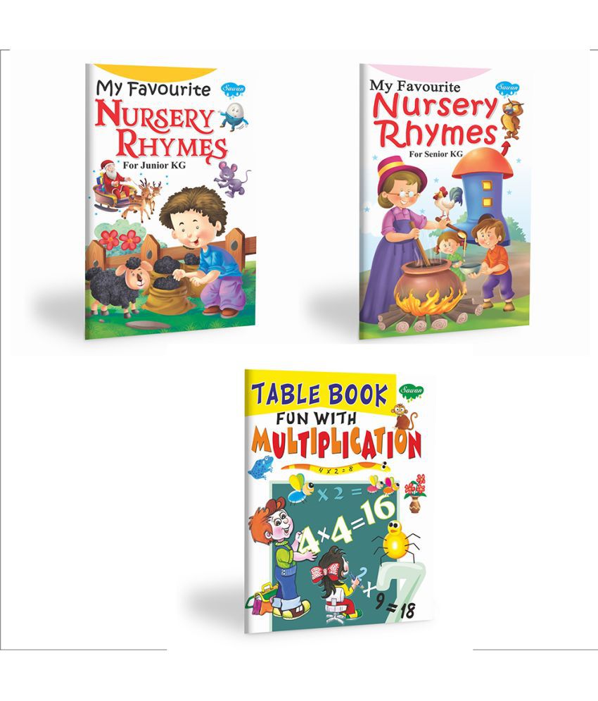     			Set of 3 Books, General Learning | My Favourite Nursery Rhymes for Junior KG (Demy Size), My Favourite Nursery Rhymes for Senior KG (Demy Size) and Table Book Fun with Multiplication