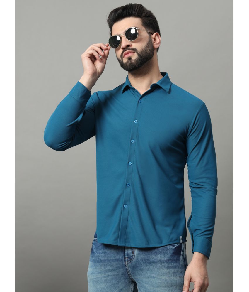    			renuovo Polyester Regular Fit Solids Full Sleeves Men's Casual Shirt - Blue ( Pack of 1 )