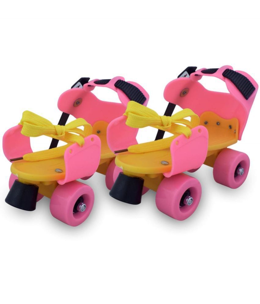     			sevriza mix pink and yeallow Roller Skates For Kids 3 -15 Years Adjustable