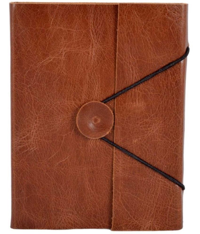     			soft leather diary with button Regular Diary UNRULED 200 Pages (Brown)