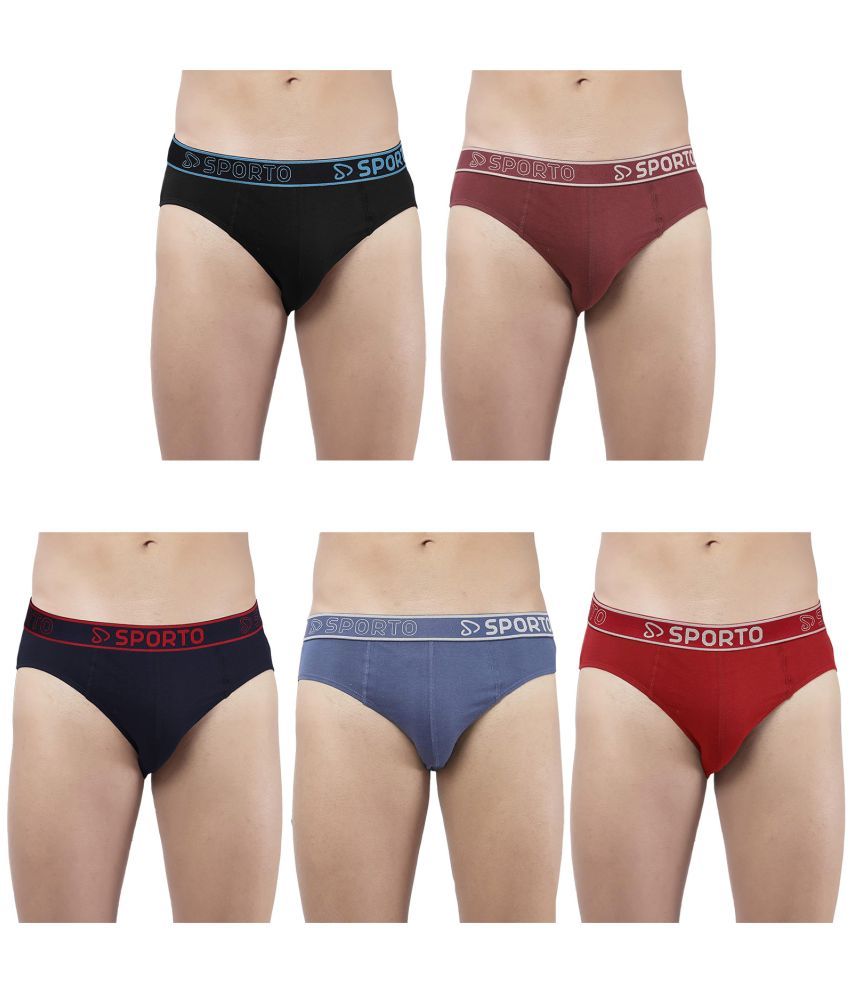     			SPORTO Multicolor Cotton Men's Briefs ( Pack of 5 )