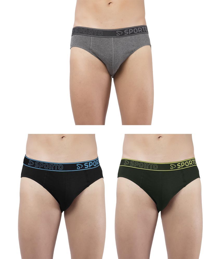     			SPORTO Multicolor Cotton Men's Briefs ( Pack of 3 )