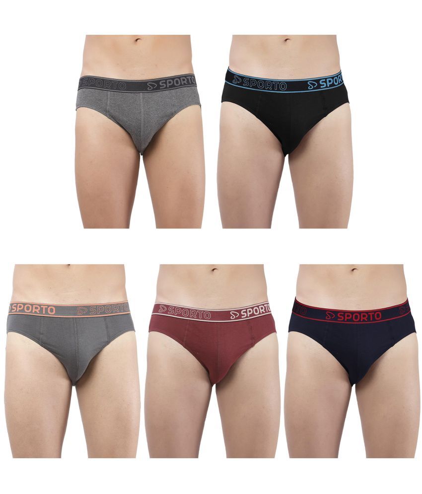     			SPORTO Multicolor Cotton Men's Briefs ( Pack of 5 )