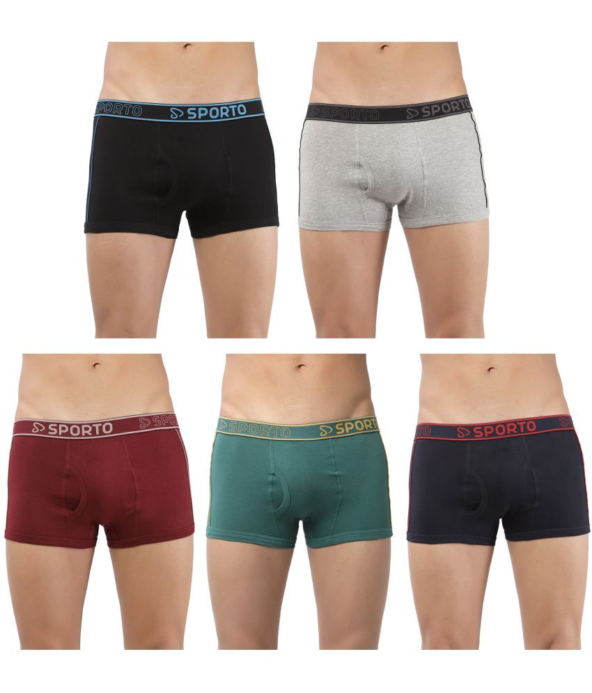     			SPORTO Multicolor Cotton Men's Trunks ( Pack of 5 )