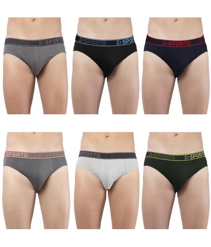     			SPORTO Multicolor Cotton Men's Briefs ( Pack of 6 )