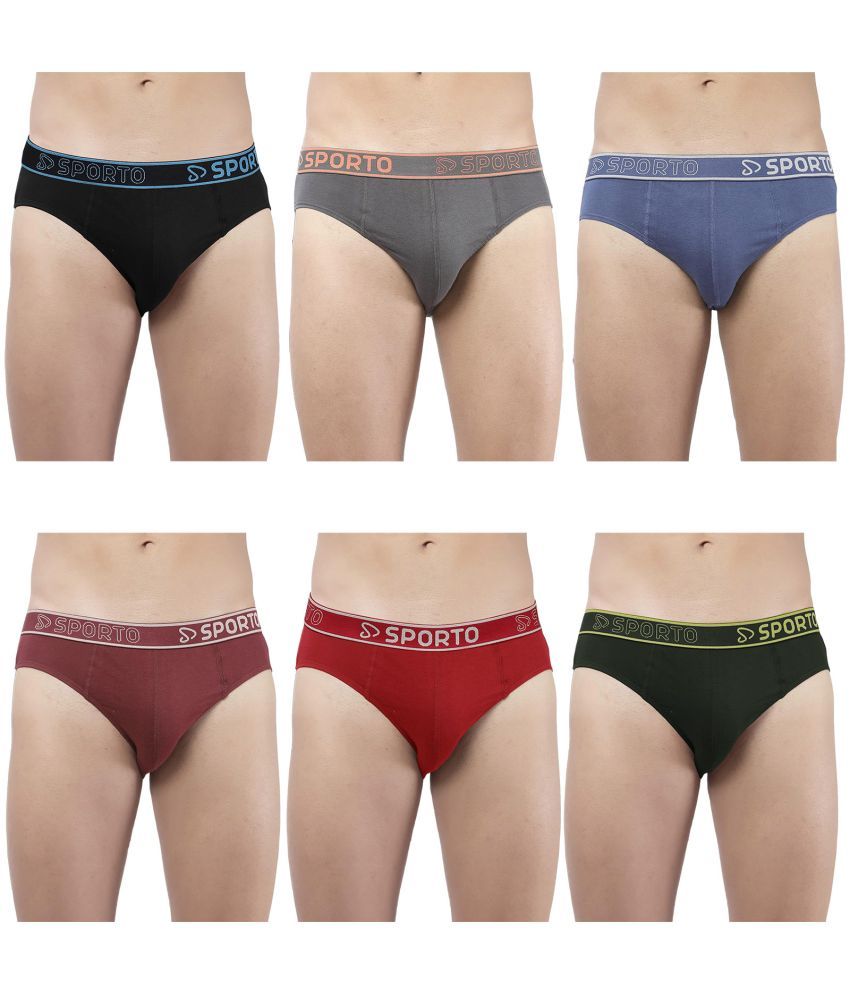     			SPORTO Multicolor Cotton Men's Briefs ( Pack of 6 )