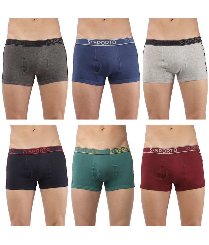     			SPORTO Multicolor Cotton Men's Trunks ( Pack of 6 )