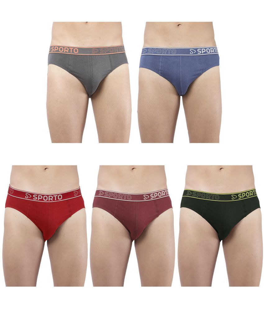     			SPORTO Multicolor Cotton Men's Briefs ( Pack of 5 )