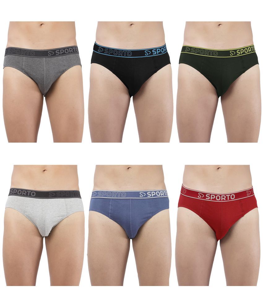     			SPORTO Multicolor Cotton Men's Briefs ( Pack of 6 )