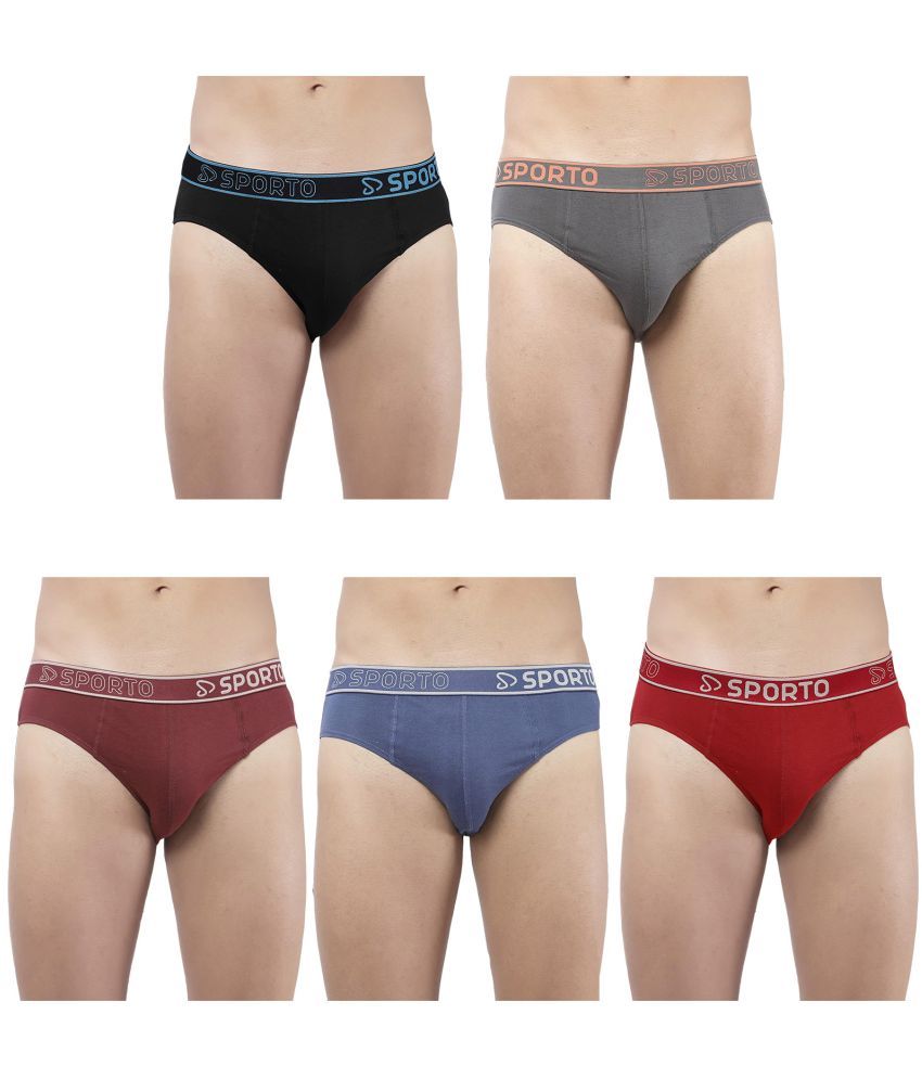     			SPORTO Multicolor Cotton Men's Briefs ( Pack of 5 )