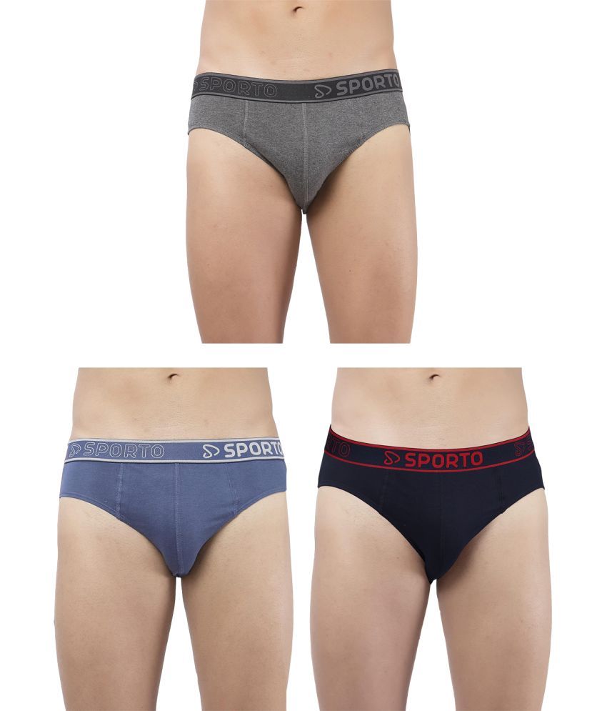     			SPORTO Multicolor Cotton Men's Briefs ( Pack of 3 )