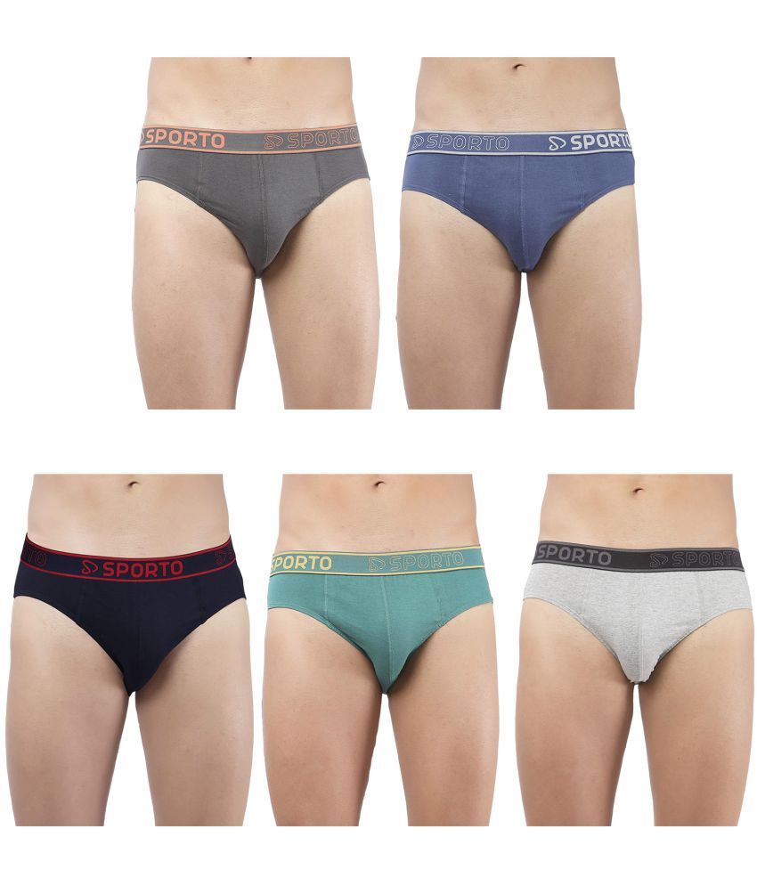     			SPORTO Multicolor Cotton Men's Briefs ( Pack of 5 )