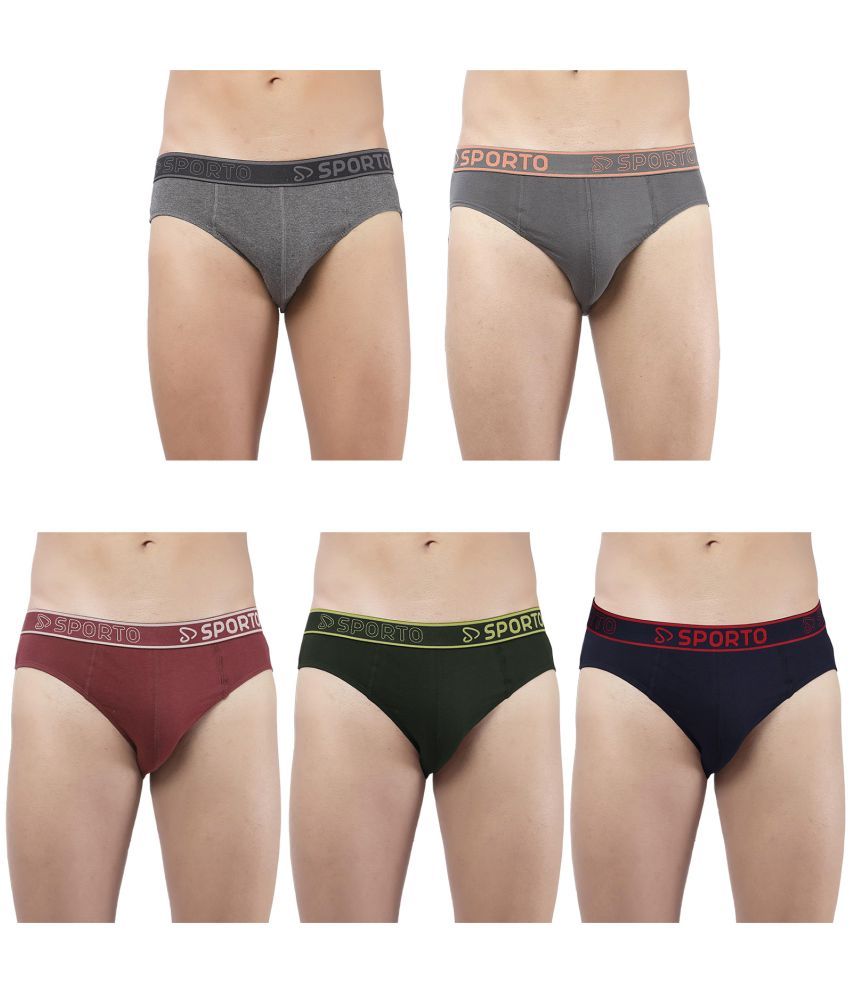     			SPORTO Multicolor Cotton Men's Briefs ( Pack of 5 )