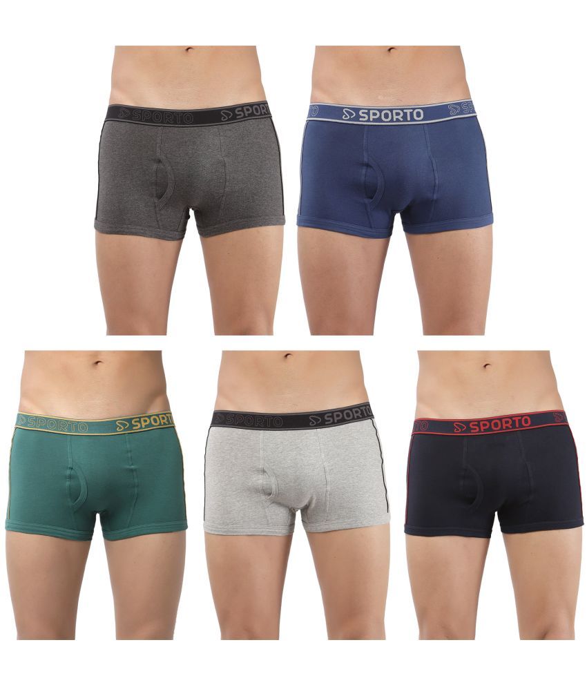     			SPORTO Multicolor Cotton Men's Trunks ( Pack of 5 )