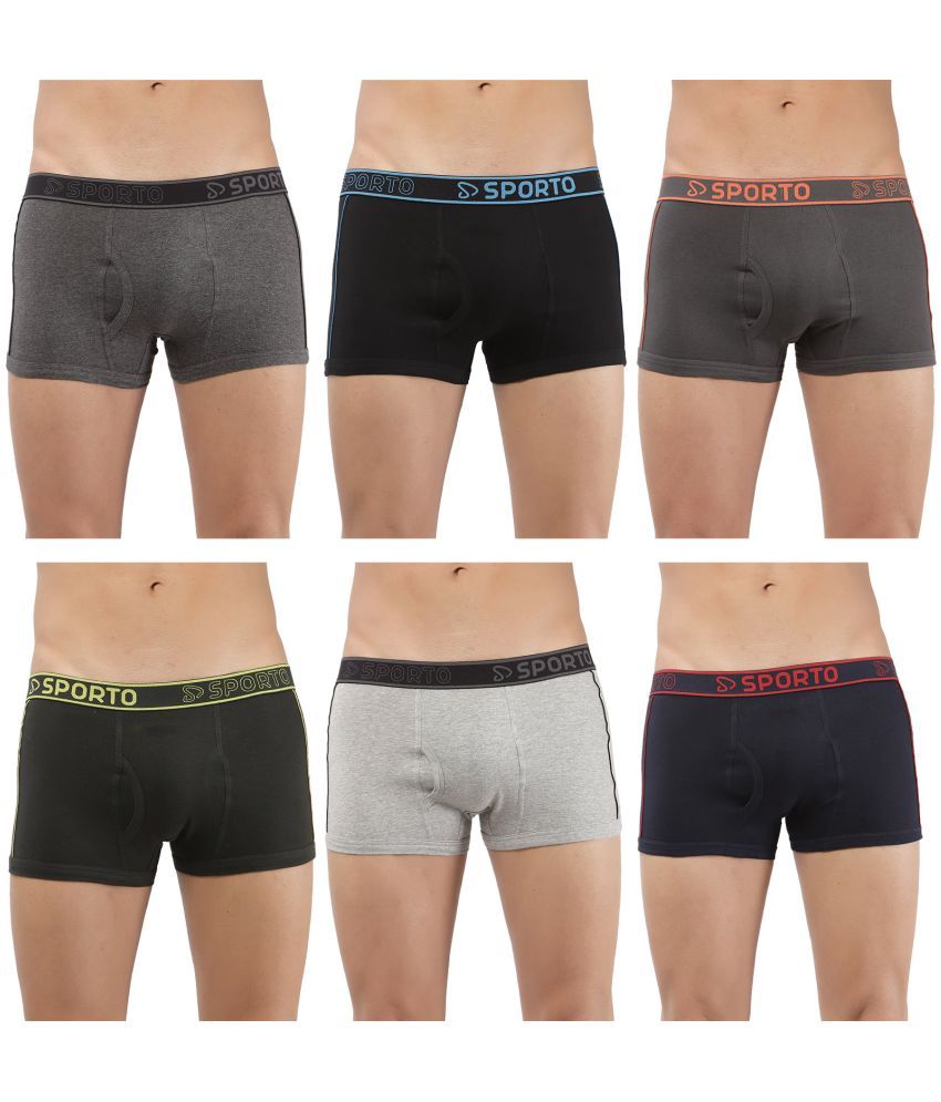     			SPORTO Multicolor Cotton Men's Trunks ( Pack of 6 )