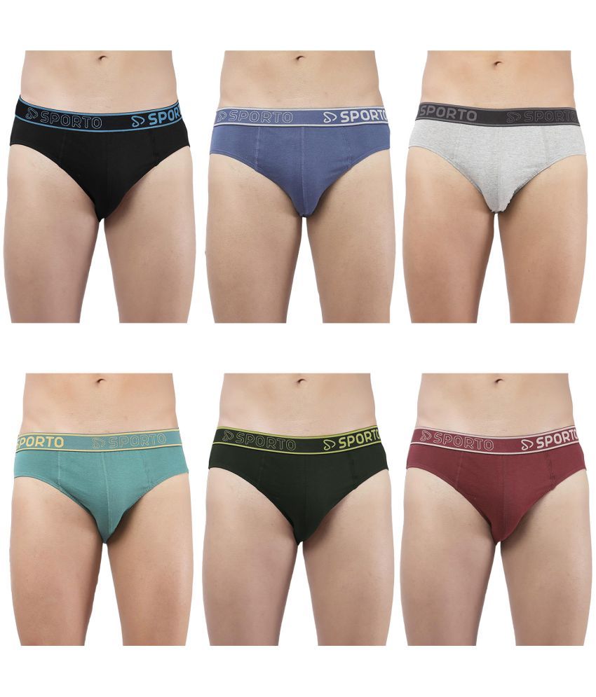     			SPORTO Multicolor Cotton Men's Briefs ( Pack of 6 )