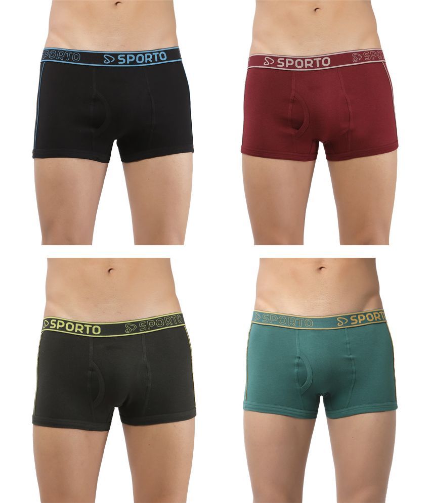     			SPORTO Multicolor Cotton Men's Trunks ( Pack of 4 )