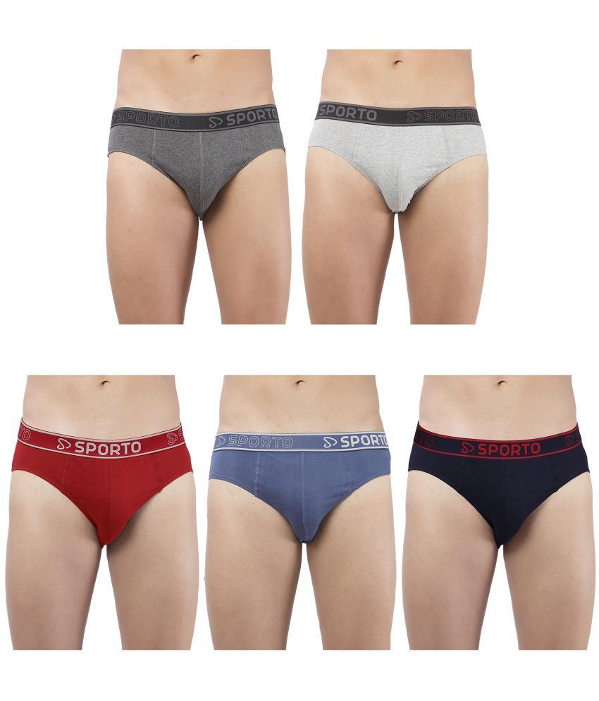     			SPORTO Multicolor Cotton Men's Briefs ( Pack of 5 )