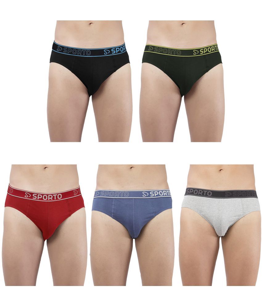     			SPORTO Multicolor Cotton Men's Briefs ( Pack of 5 )