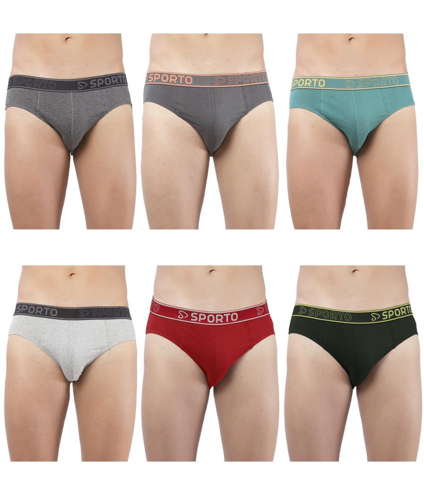     			SPORTO Multicolor Cotton Men's Briefs ( Pack of 6 )