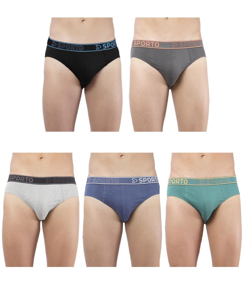     			SPORTO Multicolor Cotton Men's Briefs ( Pack of 5 )