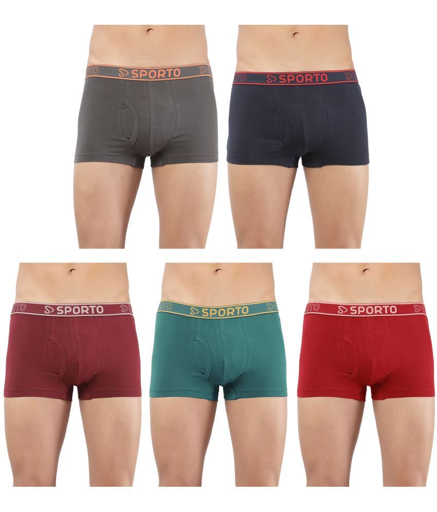     			SPORTO Multicolor Cotton Men's Trunks ( Pack of 5 )