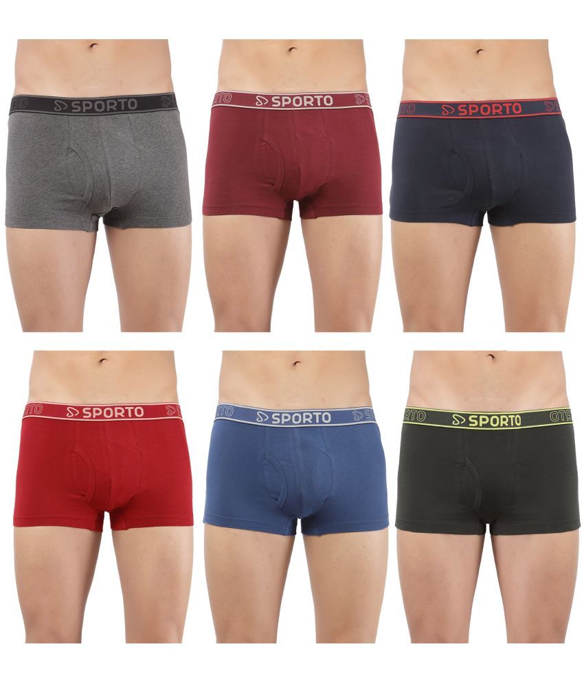     			SPORTO Multicolor Cotton Men's Trunks ( Pack of 6 )