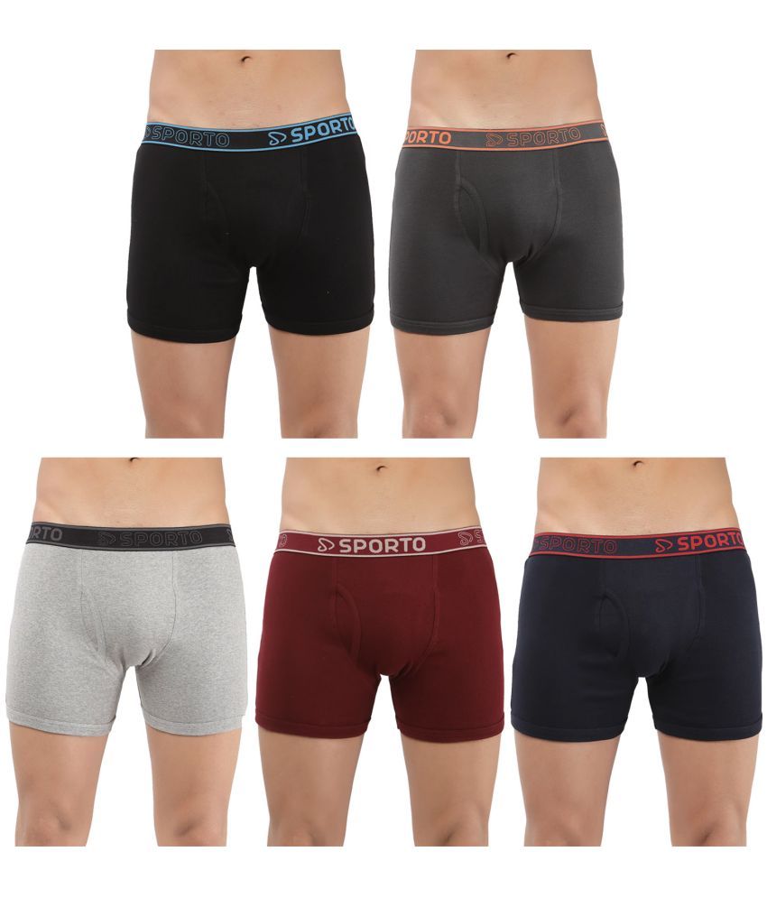     			SPORTO Multicolor Cotton Men's Trunks ( Pack of 5 )