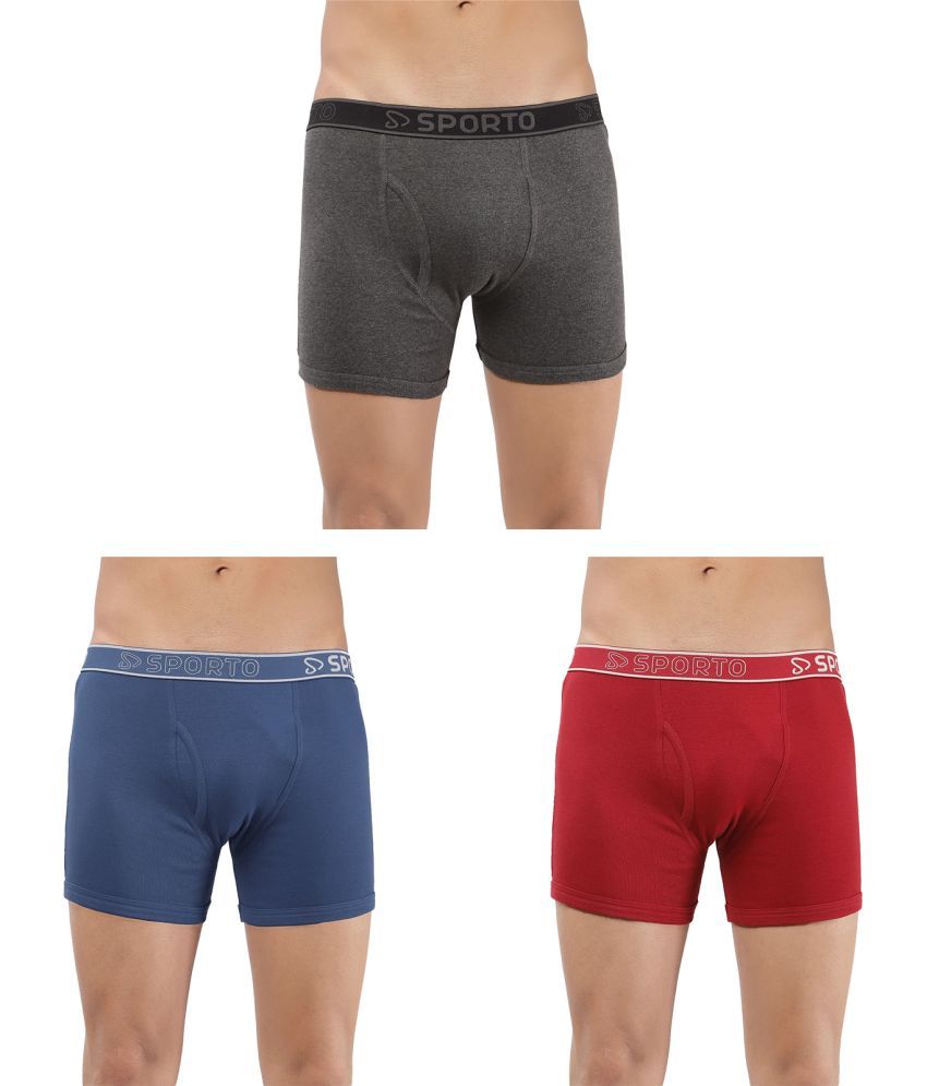     			SPORTO Multicolor Cotton Men's Trunks ( Pack of 3 )