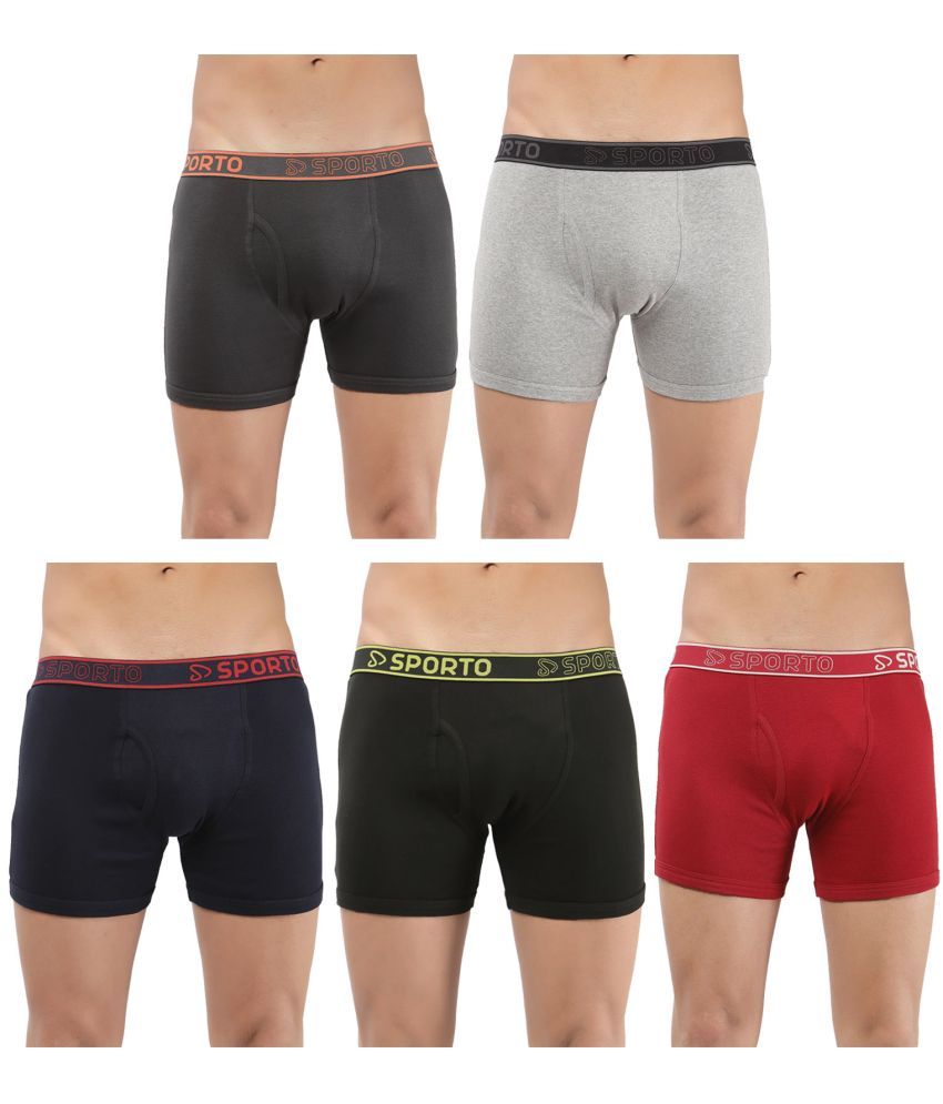     			SPORTO Multicolor Cotton Men's Trunks ( Pack of 5 )