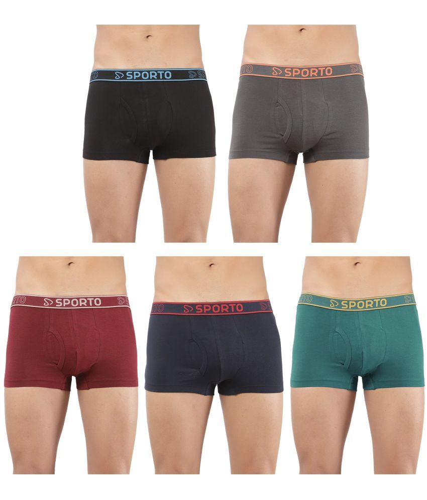     			SPORTO Multicolor Cotton Men's Trunks ( Pack of 5 )