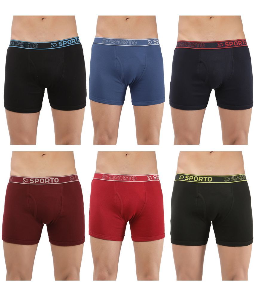     			SPORTO Multicolor Cotton Men's Trunks ( Pack of 6 )