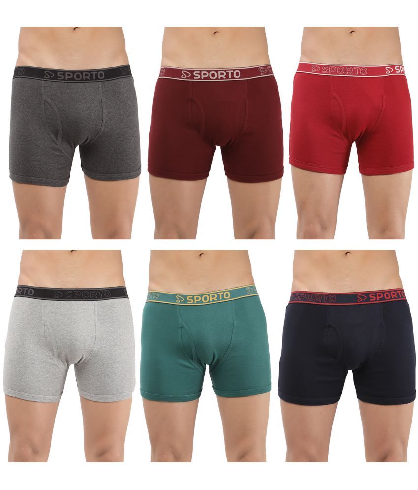     			SPORTO Multicolor Cotton Men's Trunks ( Pack of 6 )