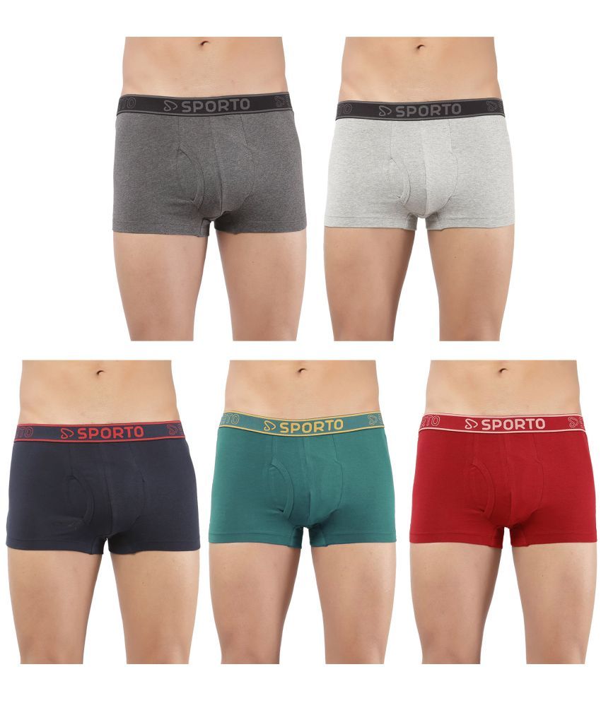     			SPORTO Multicolor Cotton Men's Trunks ( Pack of 5 )