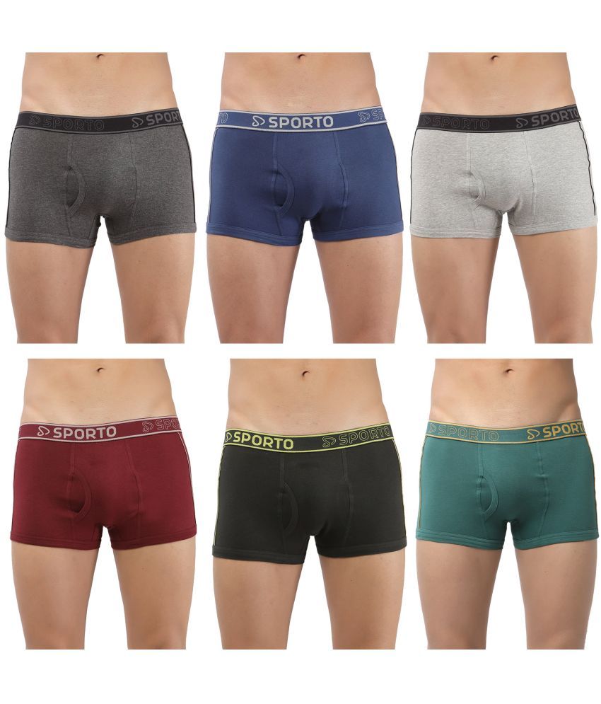     			SPORTO Multicolor Cotton Men's Trunks ( Pack of 6 )