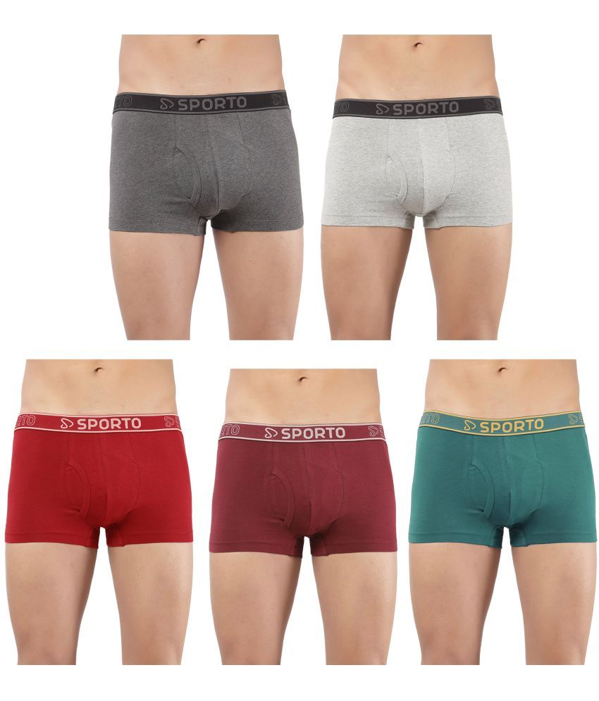     			SPORTO Multicolor Cotton Men's Trunks ( Pack of 5 )