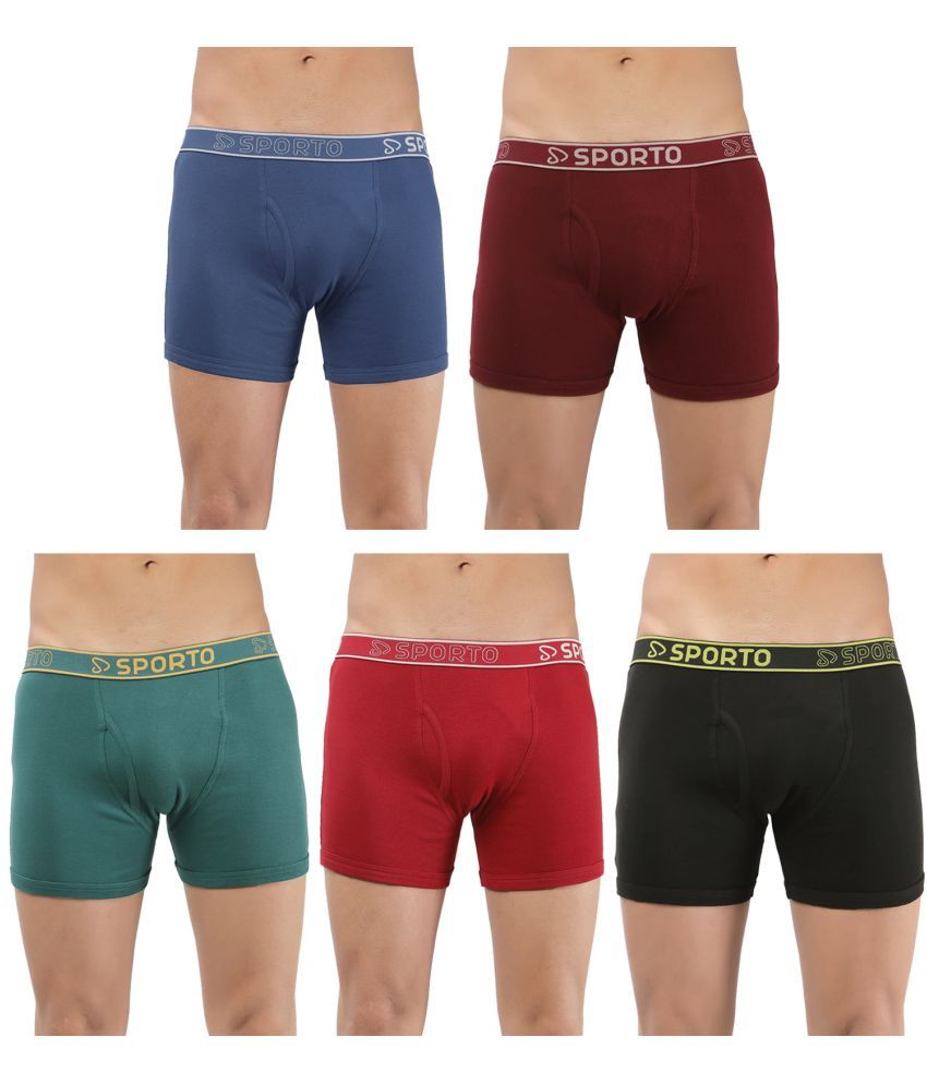     			SPORTO Multicolor Cotton Men's Trunks ( Pack of 5 )