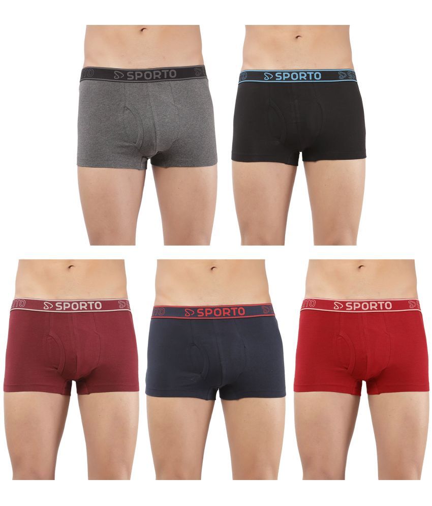     			SPORTO Multicolor Cotton Men's Trunks ( Pack of 5 )