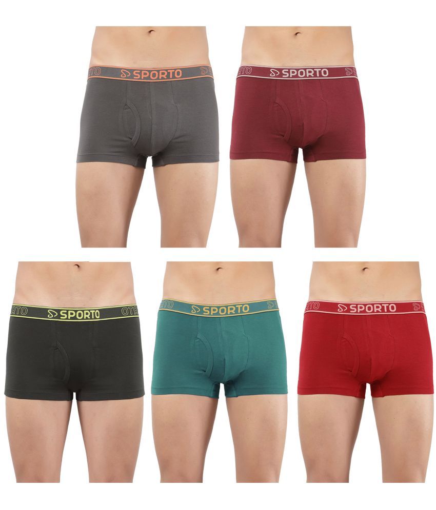     			SPORTO Multicolor Cotton Men's Trunks ( Pack of 5 )