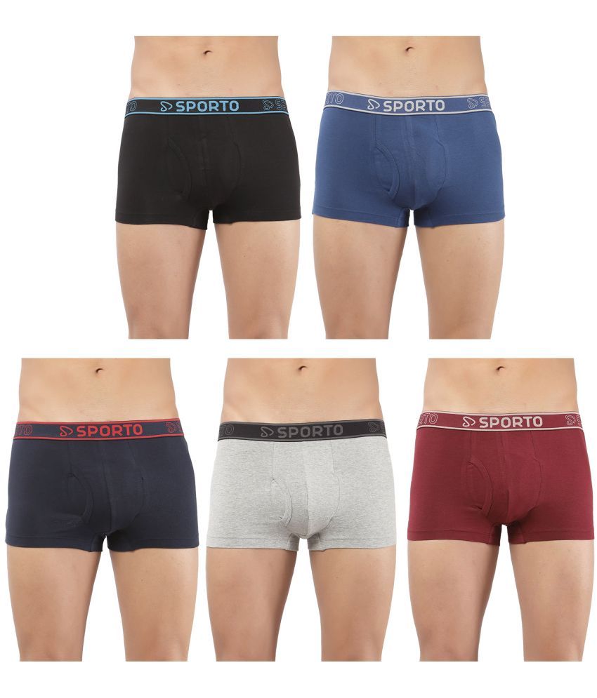     			SPORTO Multicolor Cotton Men's Trunks ( Pack of 5 )