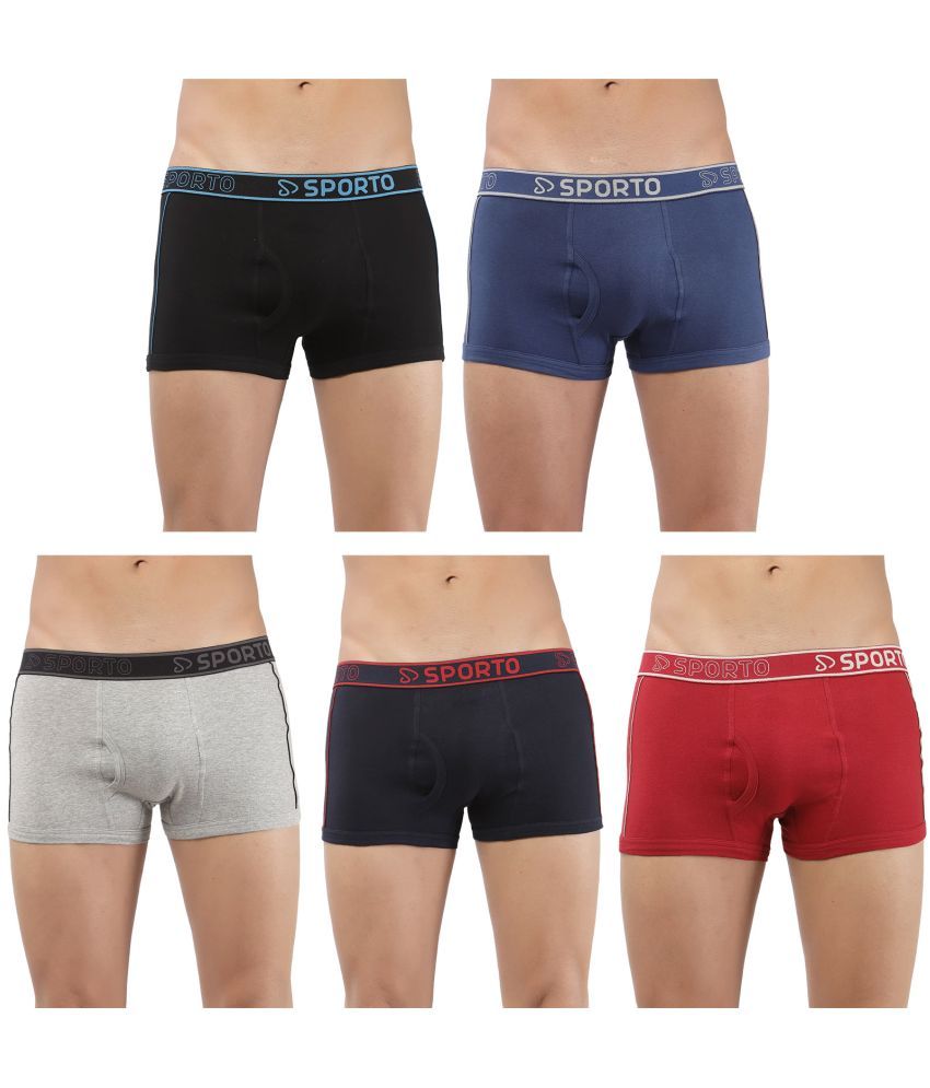     			SPORTO Multicolor Cotton Men's Trunks ( Pack of 5 )