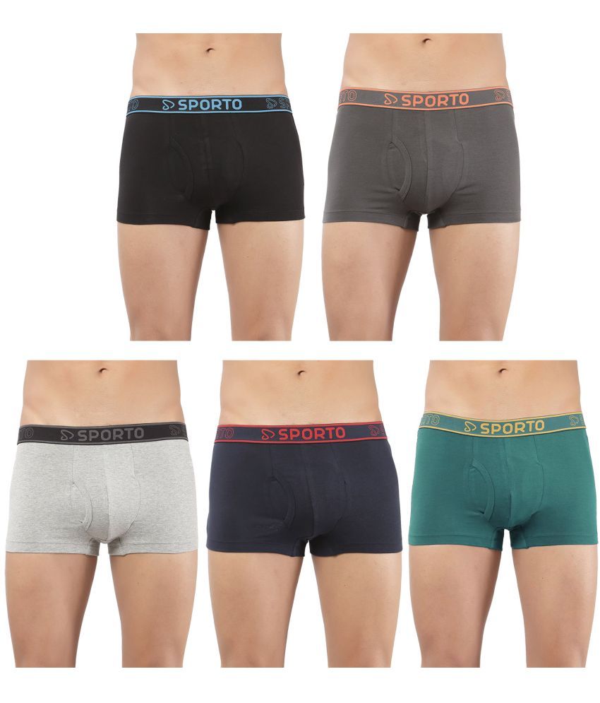     			SPORTO Multicolor Cotton Men's Trunks ( Pack of 5 )