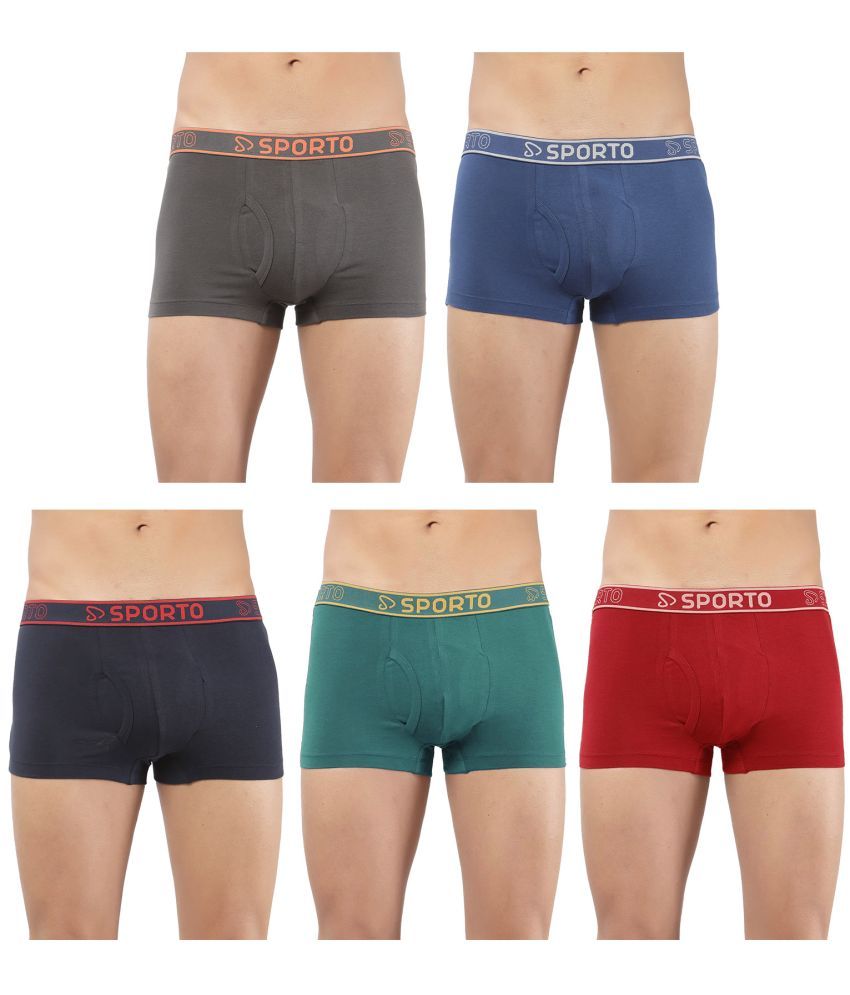     			SPORTO Multicolor Cotton Men's Trunks ( Pack of 5 )