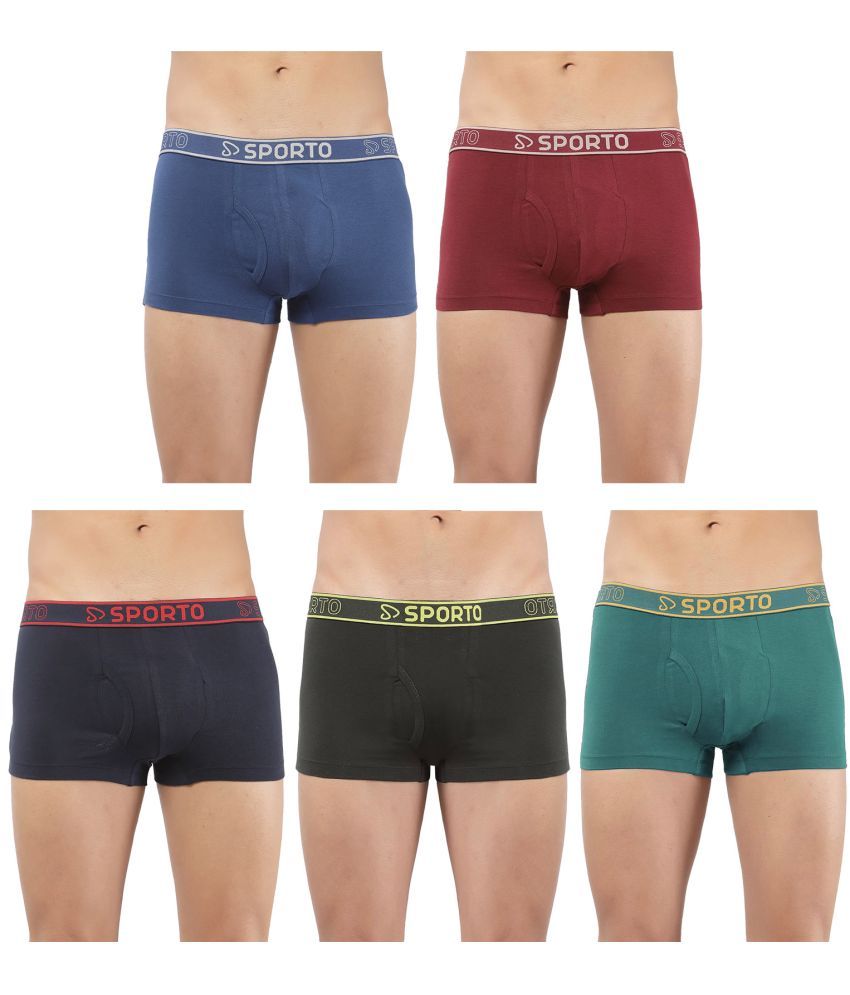     			SPORTO Multicolor Cotton Men's Trunks ( Pack of 5 )